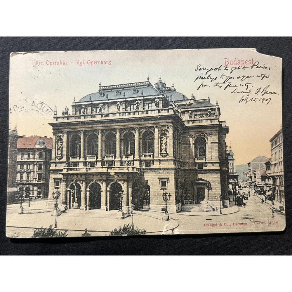 1907 Budapest Opera House Postcard Written To Rev. Prof. William Walker Rockwell
